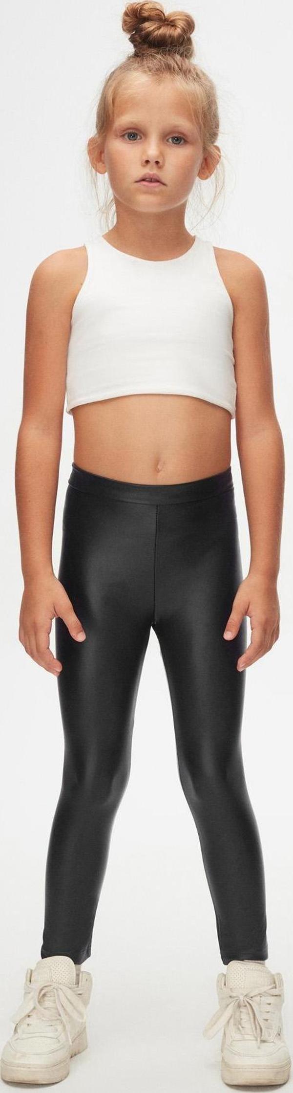 Siyah Kız Çocuk Kışlık Deri Pantalon - Image 1