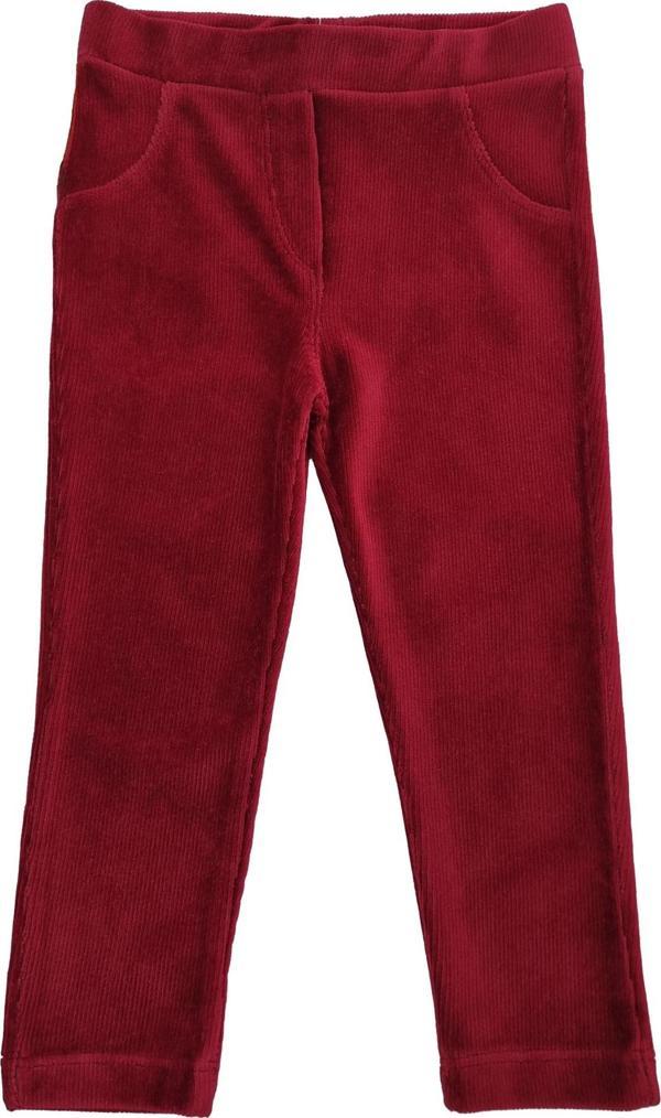 Bordo Kız Bebek Arka Cepli Fitilli Kadife Tayt - Image 1