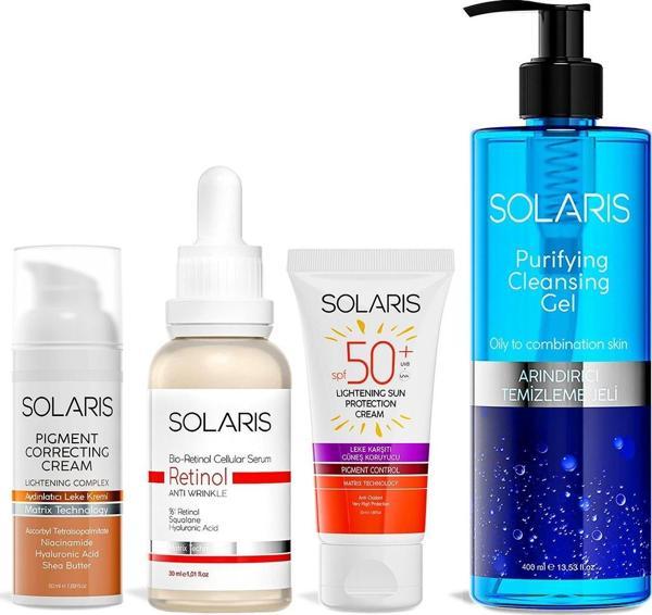 Solaris Avantaj Paketi Aydınlatıcı Leke Kremi-retinol Serum-leke Karşıtı Güneş Kremi-temizleme Jeli - Image 1