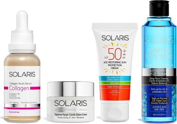 Solaris Avantaj Paketi Kolajen Youth Serum-Yaşlanma Karşıtı Krem-Yaşlanma Karşıtı Güneş Kremi-Tonik - Image 1