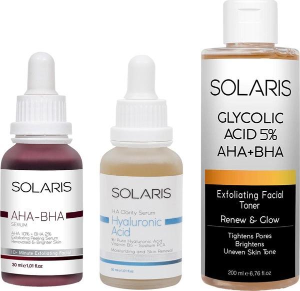 Solaris Cilt Tonu Eşitleyici Aha %10 + Bha %2 Serum Ve Hyaluronik Asit Serum Ve Sıkılaştırıcı Glikolik Tonik - Image 1
