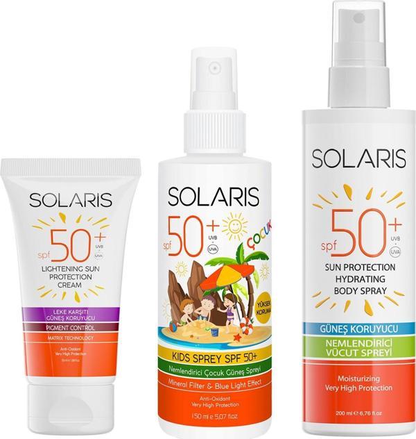 Solaris Güneş Kremi Leke Karşıtı SPF 50+ (50 ml) ve Çocuk Güneş Kremi Sprey SPF 50+ (150 ml) ve Yetişkin Güneş Koruyucu  - Image 1