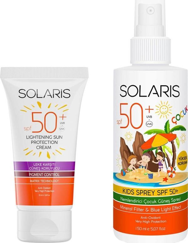 Solaris Güneş Kremi Leke Karşıtı SPF 50+ (50 ml) ve Çocuk Güneş Kremi Sprey SPF 50+ Yüksek Koruma (150 ml)  - Image 1