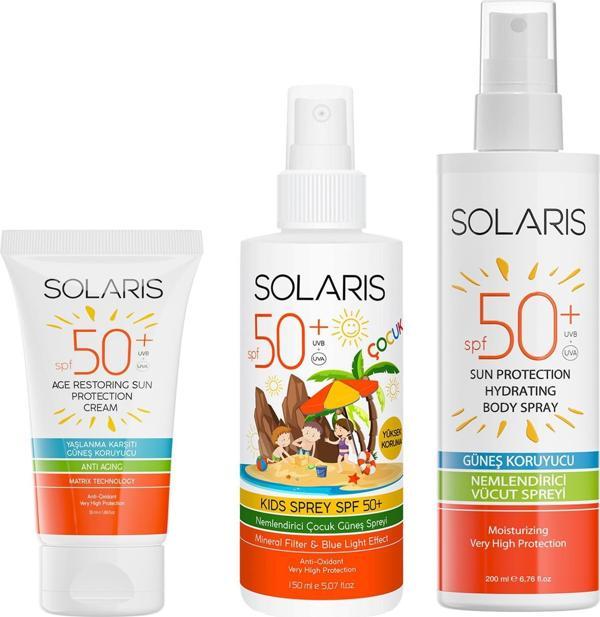 Solaris Güneş Kremi Yaşlanma Karşıtı Spf 50+ Ve Çocuk Güneş Kremi Sprey Spf 50+ Ve Güneş Koruyucu Krem Sprey - Image 1