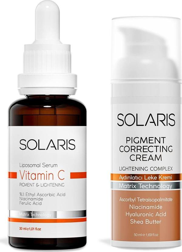 Solaris Leke Karşıtı C Vitamin Cilt Serumu 30 ml Ve Melavoid İçerikli Aydınlatıcı Leke Kremi 50 ml - Image 1