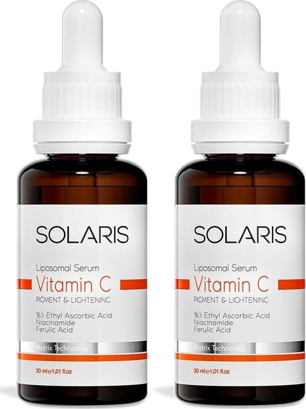 Solaris Leke Karşıtı C Vitamini Cilt Serumu 30 ml x 2 Adet (3% Ethyl Ascorbic Acid ve Niacinamide) - Image 1