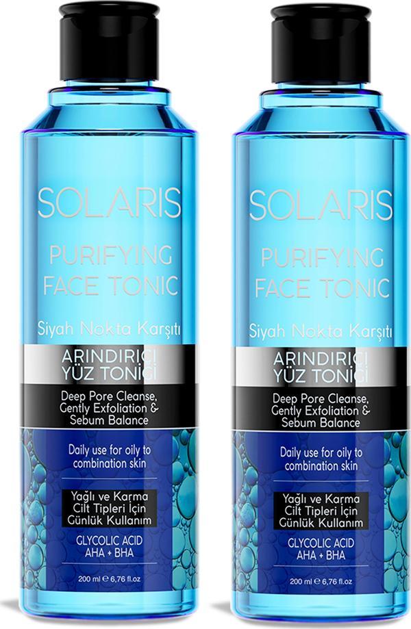 Solaris Siyah Nokta Karşıtı Seramid İçerikli Arındırıcı Yüz Temizleme Toniği 200 ml X 2 Adet - Image 1