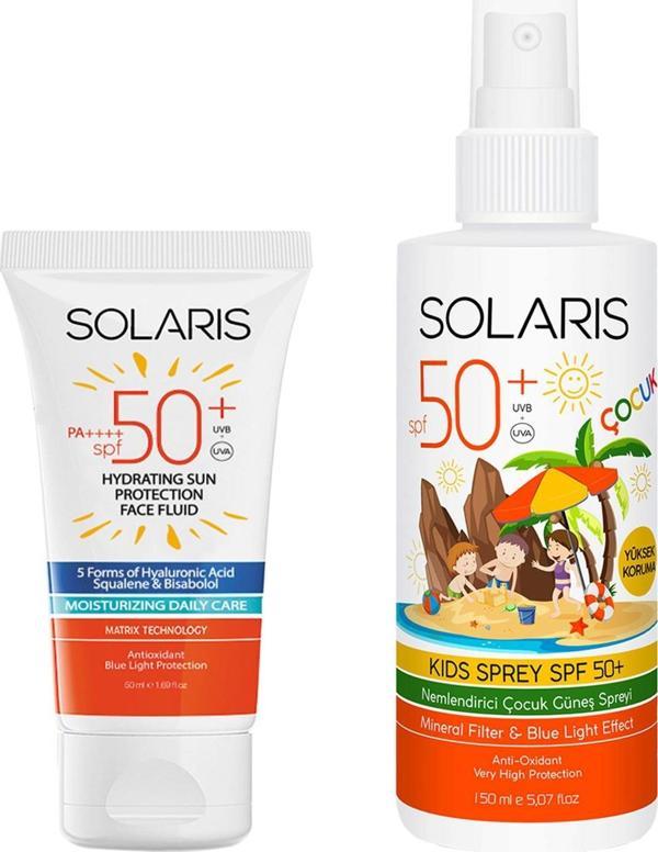 Solaris Tüm Cilt Tipleri İçin Güneş Kremi SPF 50+ (50 ml) ve Çocuk Güneş Kremi Sprey SPF 50+ (150 ml) - Image 1