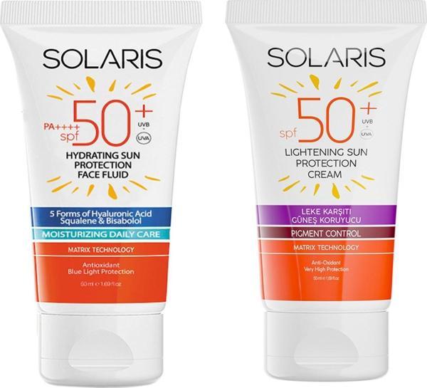 Solaris Tüm Cilt Tipleri İçin Güneş Kremi SPF 50+ (50 ml) ve Leke Karşıtı Güneş Kremi SPF 50+ (50 ml) - Image 1