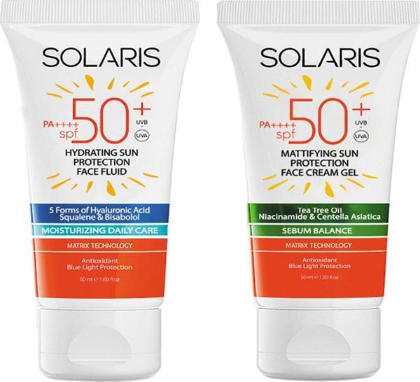 Solaris Tüm Cilt Tipleri İçin Güneş Kremi SPF 50+ (50 ml) ve Yağlı Ciltler İçin Güneş Kremi SPF 50+ (Mat) - Image 1