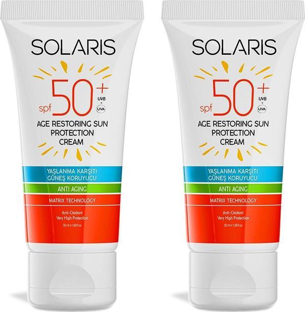 Solaris Tüm Cilt Tipleri İçin SPF 50+ Yaşlanma Karşıtı Güneş Koruyucu Krem X2 - Image 1