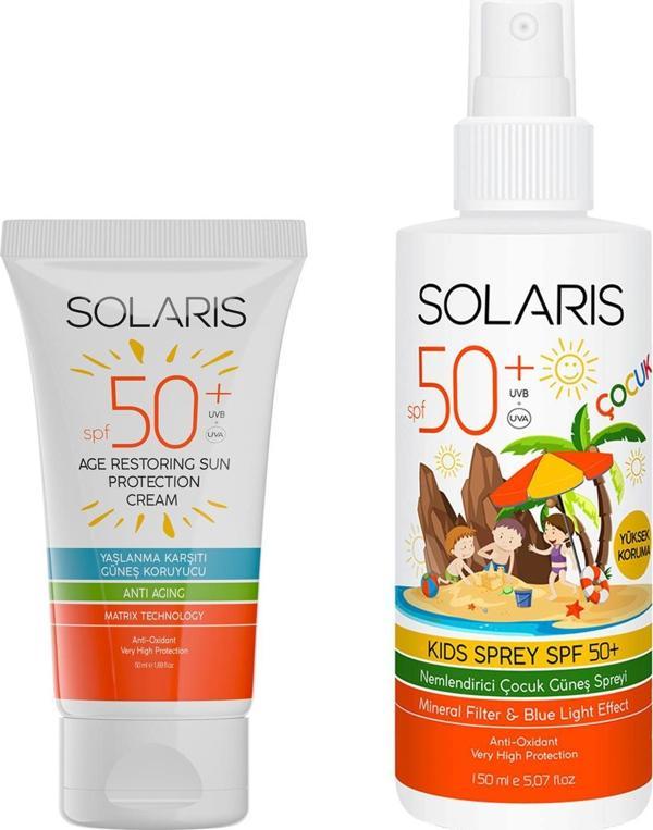Solaris Tüm Ciltler İçin Yaşlanma Karşıtı Güneş Kremi SPF 50+ (50 ml) Ve Çocuk Güneş Kremi Sprey SPF 50+ - Image 1