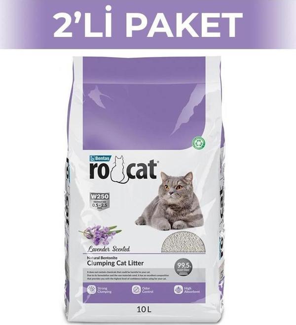 RoCat Lavanta Kokulu Bentonit Kedi Kumu 10 lt 2 Adet - Image 1