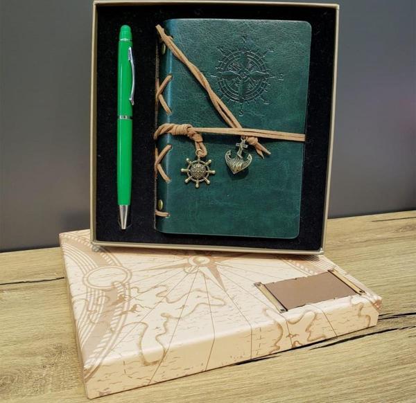 Hediyelik Defter Kalem Kutulu Set Yeşil - Image 1