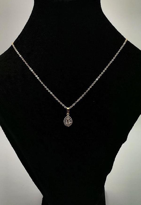 Altın Sarısı Zincir Taş Figürlü Damla Kolye - Image 1