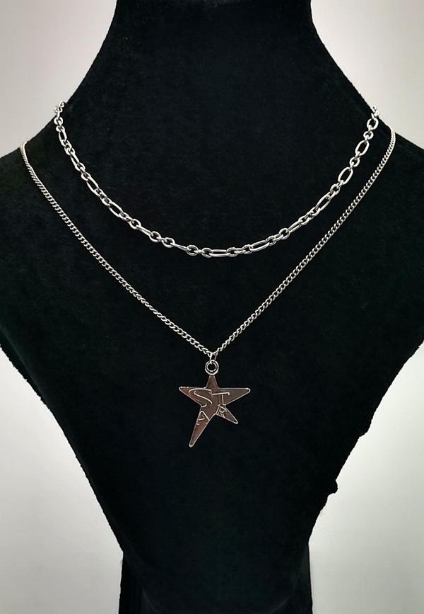 Çift Zİncirli  Gümüş Renk Figürlü Kolye - Image 1