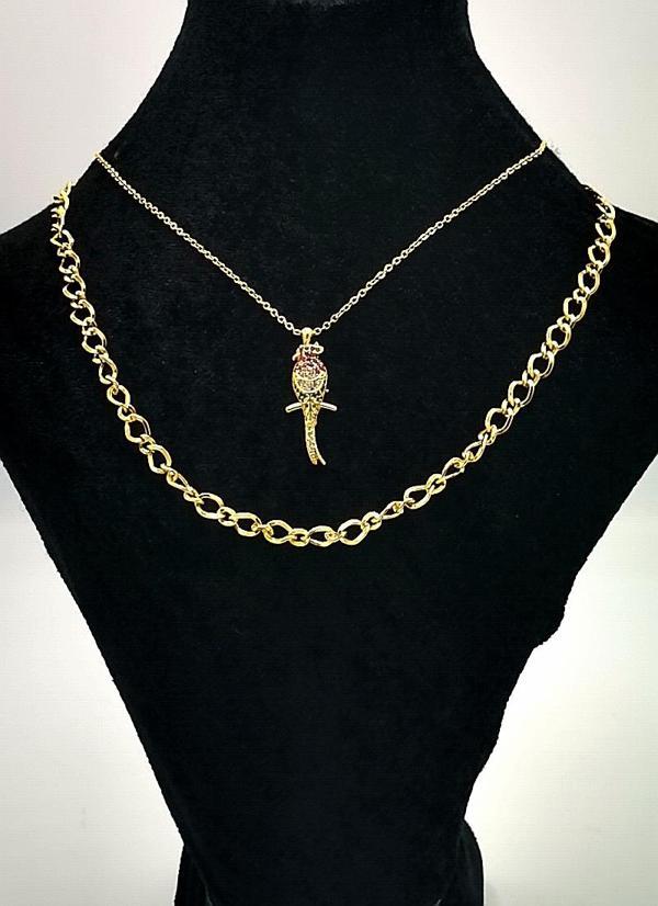 Gold Renk Zincir Figürlü Kararmaz Özel Tasarım Kolye - Image 1