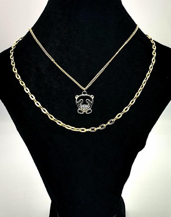 Gold Renk Zincir Figürlü Kararmaz Özel Tasarım Kolye - Image 1