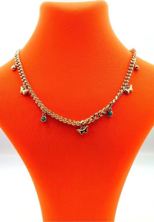 Gold Renk Zincir Figürlü Kararmaz Özel Tasarım Kolye - Image 1