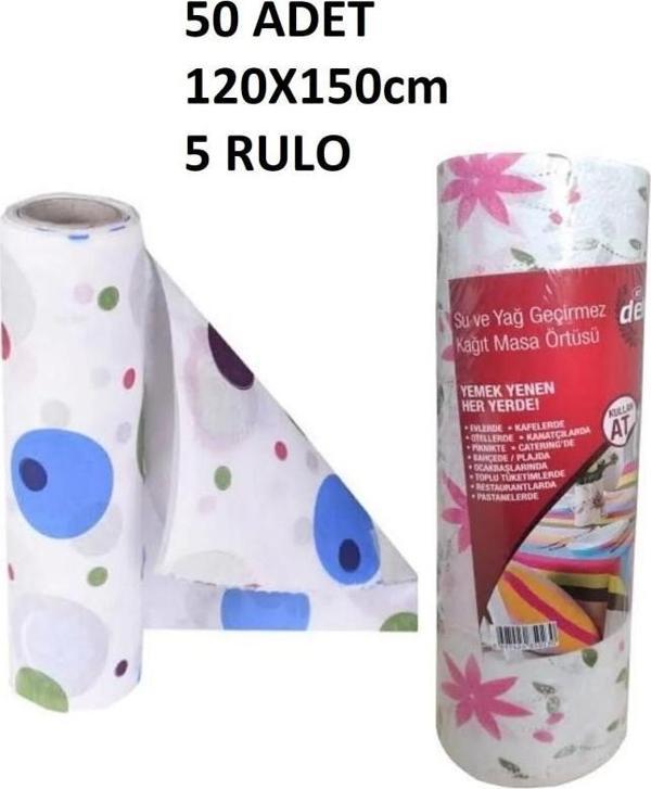 Kapris 120x150cm Kullan At Masa Örtüsü 15 Metre 50 Adet(5 Rulo) Ekonomik Set - Image 1