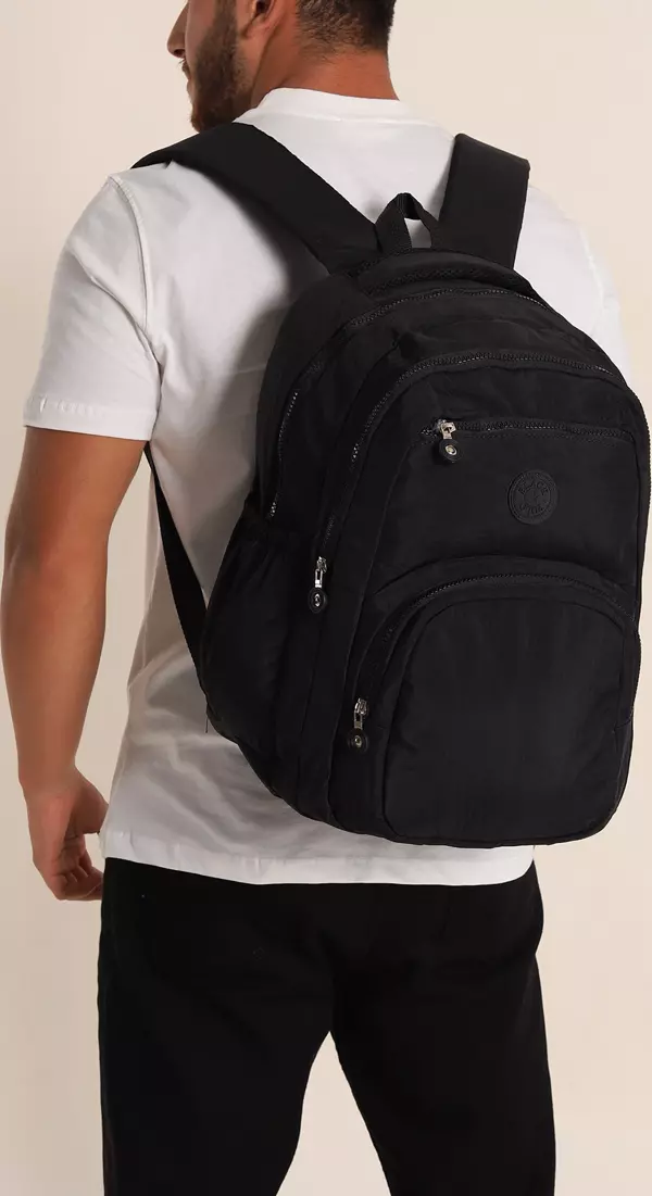 Monalisa Home Unisex Su Geçirmez Orta Boy Siyah Klinkır Sırt Çantası Okul Çantası - Image 1