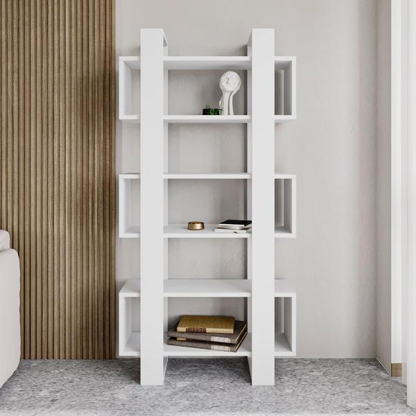 Milano Kitaplık, Raflı Kitaplık, Kütüphane, Çalışma Odası, Ev-Ofis, Beyaz - Image 1