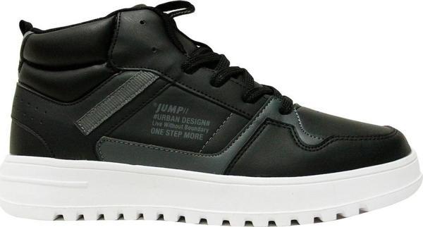 Jump Siyah Gri Bağcıklı Boğazlı Basket Sneaker Spor Ayakkabı - Image 1