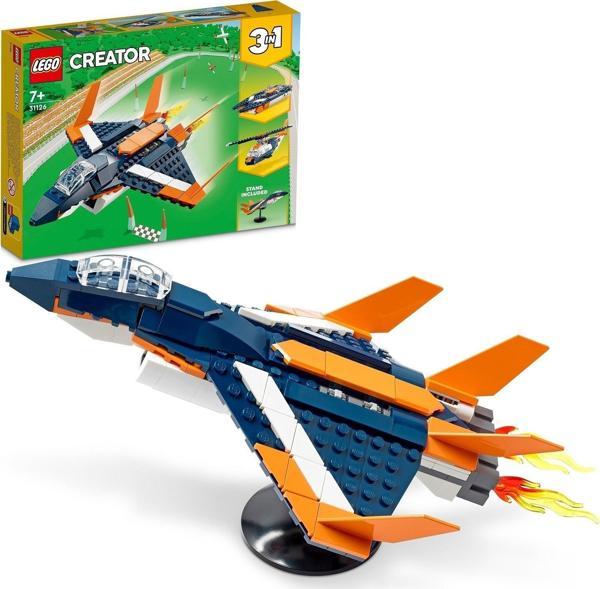 LEGO Creator 3#ü 1 Arada Süpersonik Jet 31126 - 7 Yaş ve Üzeri Çocuklar Için Jet Uçağı Helikopter +7 Yaş (215 Parça) - Image 1
