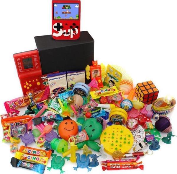 Nostaljik Bakkal Özel Gıda Ve Oyuncak Kutusu , Kırmızı Tetris Ve Kırmızı Atarili - Image 1