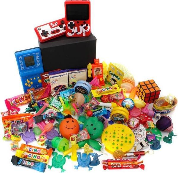 Nostaljik Bakkal Özel Gıda Ve Oyuncak Kutusu , Mavi Tetris Ve Atarili - Image 1