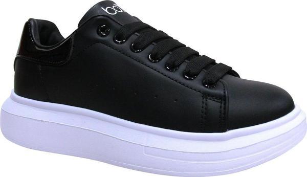 Bestof Siyah Beyaz Bağcıklı Sneaker Spor Ayakkabı - Image 1