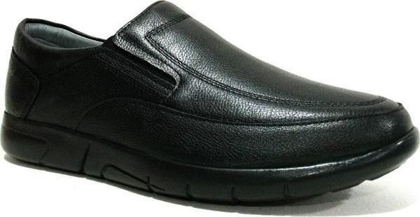Fancy Siyah Hakiki Deri Bağcıksız Anatomik Comfort Erkek Ayakkabı - Image 1