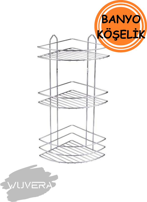 Wuvera Paslanmaz Krom 3 Katlı Banyo Köşeliği – Şampuanlık Köşelik Banyo Rafı – Banyonuzda Şıklık ve Pratiklik! - Image 1