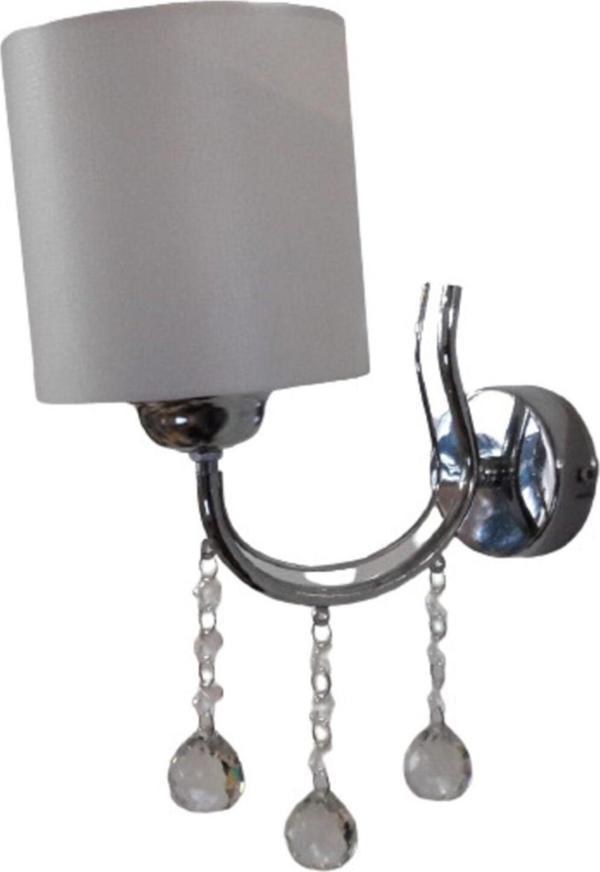 Tekay Aydınlatma Beyaz Başlıklı Metal Krom Taşlı Aplik - Image 1