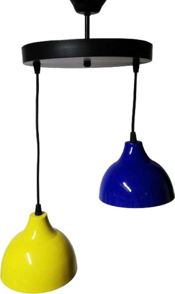 Tekay Aydınlatma Kız Çocuk Erkek Çocuk Odası 2 Li Metal Avize Sarı Mavi - Image 1