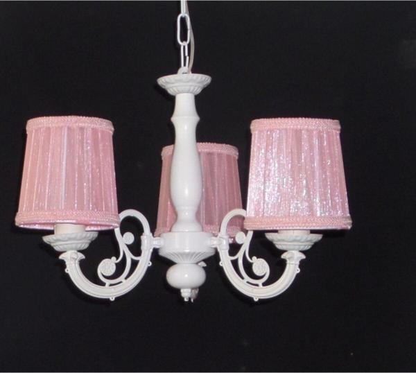 Tekay Aydınlatma 3 Lü Pembe Ahşap Gövdeli Döküm Kollu Kız Çocuk Odası Yatak Odası Salon Avize - Image 1