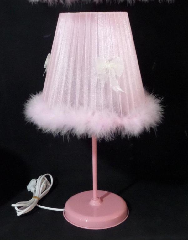 Tekay Aydınlatma Pembe Peluş Fiyonklu Kız Çocuk Odası Abajuru - Image 1