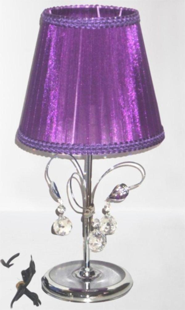 Tekay Aydınlatma Mor Yapraklı Taşlı Abajur - Image 1