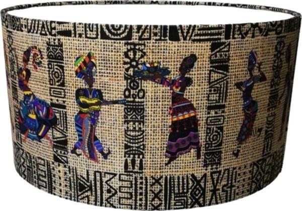 Tekay Aydınlatma Afrikalı Kız Lambader Başlığı  38 Çap Hasır Desenli Kumaş - Image 1