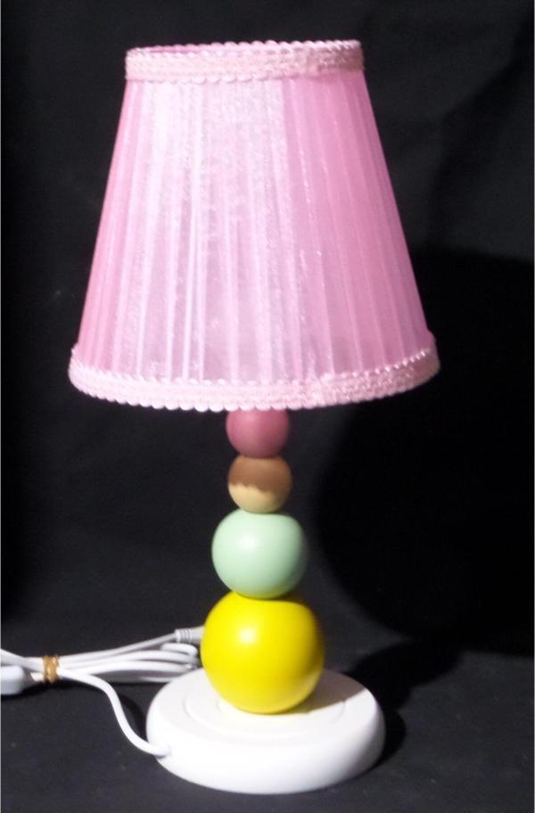 Tekay Aydınlatma Pembe Yatak Odası Kız Bebek Çocuk Odası Abajuru Ahşap Ayaklı - Image 1