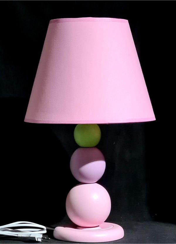 Tekay Aydınlatma Ahşap Ayaklı Pembe Kumaş Başlıklı Kız Çocuk Odası Abajur Yatak Odası Başlık Çap 25 Cm - Image 1