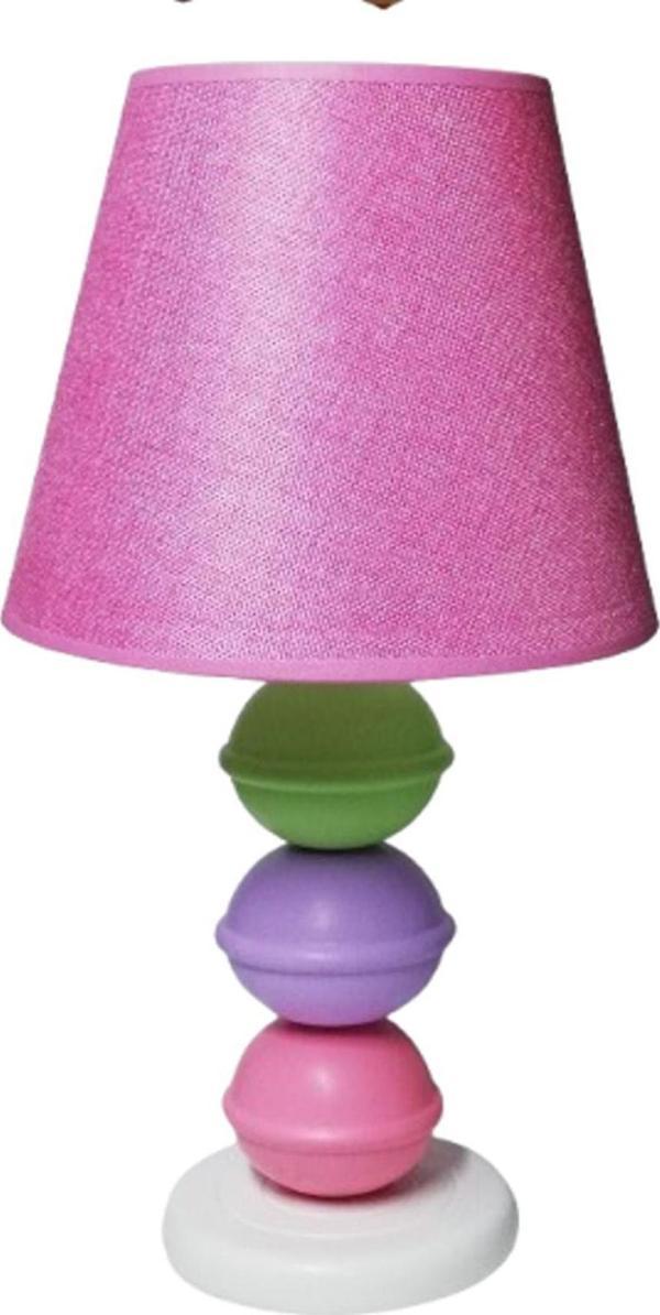 Tekay Aydınlatma Pembe Ahşap Kız Çocuk Odası Abajuru,Pembe Ahşap Yatak Odası Abajuru Lila Yeşil Ahşap Top Abajur - Image 1
