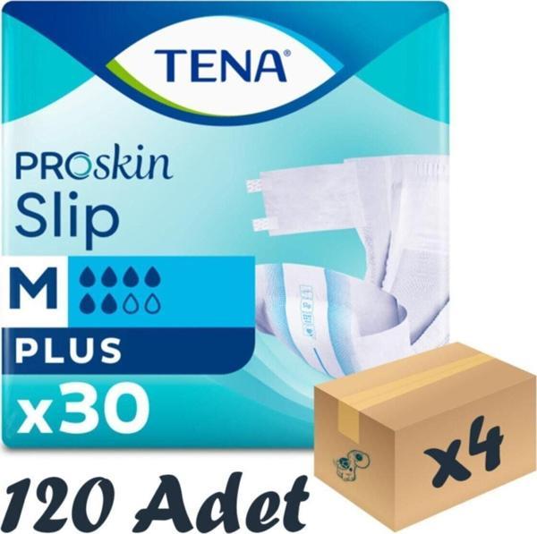 Tena Proskin Slip Plus Belbantlı Hasta Bezi, Orta Boy (M), 6 Damla, 30'lu 4 Paket 120 Adet - Image 1