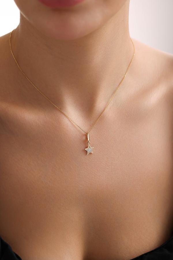Fully Taşlı Yıldız Kilitli Charm Kolye Ucu - Image 1