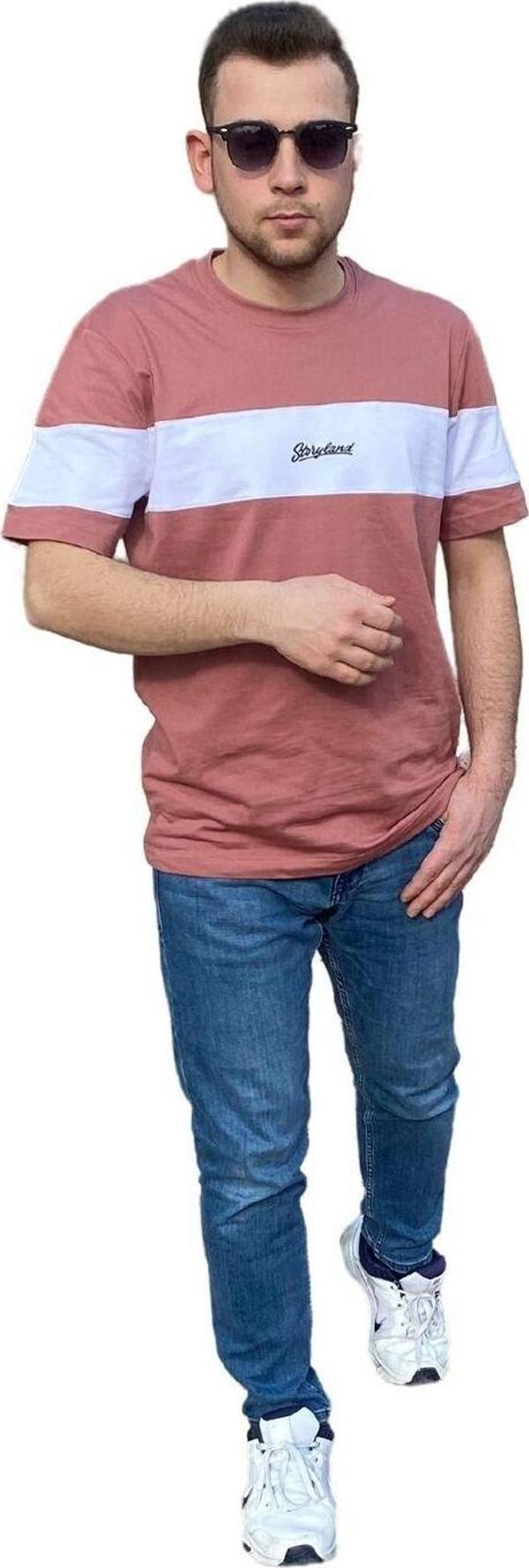 Manklas Tişört Bisiklet Yaka Parçalı Desen Detaylı Regular Fit Tshirt Erkek T-Shirt - Image 1