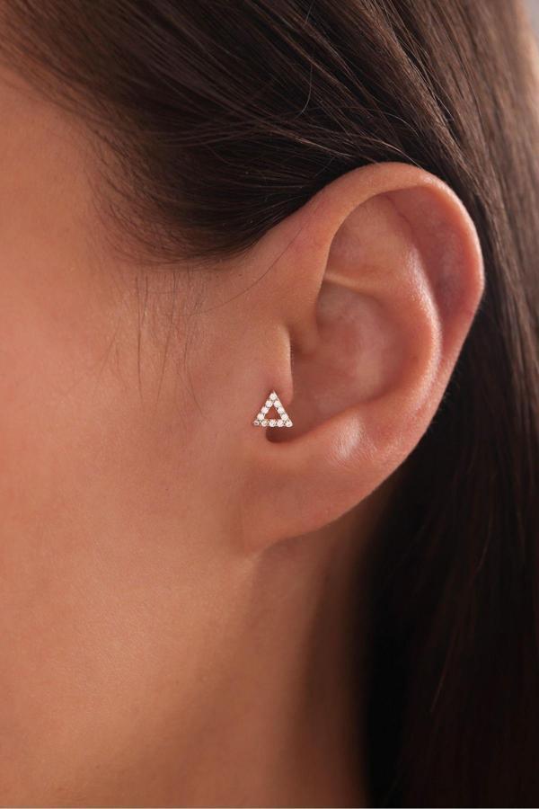 Taşlı Üçgen Prizma Tragus Küpe - Image 1