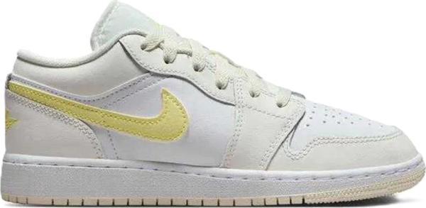 Nike Air Jordan 1 Low(GS) Leather Sneaker Hakiki Deri Beyaz Sarı Swoosh Spor Ayakkabı - Image 1