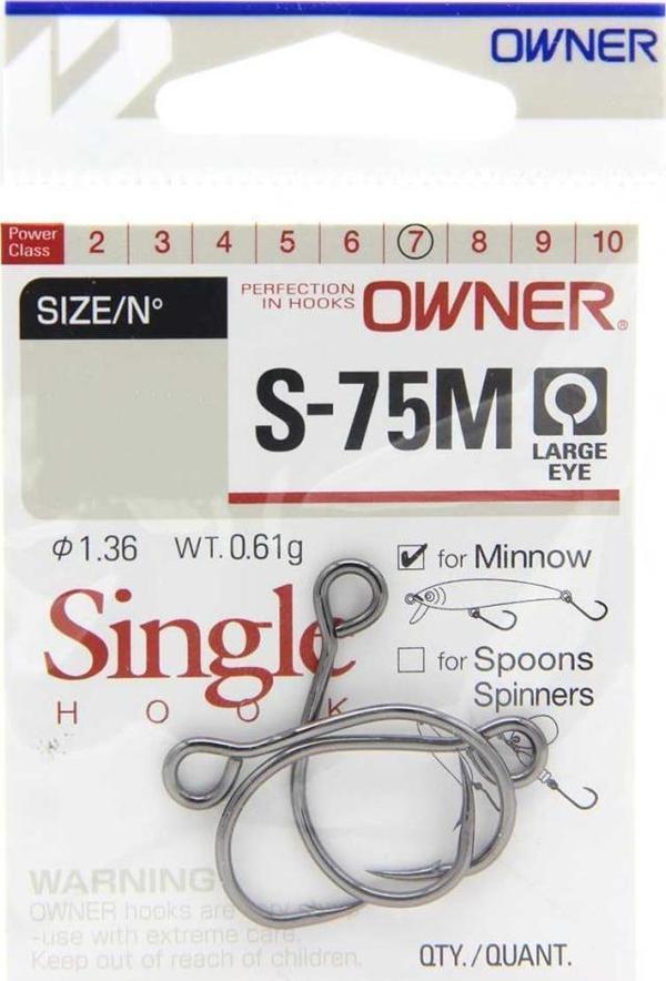 Owner S-75M Single For Minnow Large Eye Black Chrome Olta İğnesi BLACK-NO:2/0 - Image 1
