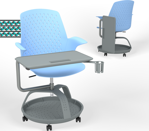 Sona 360 Yazı Tablalı Mavi Mobil Eğitim Sandalyesi - Image 1