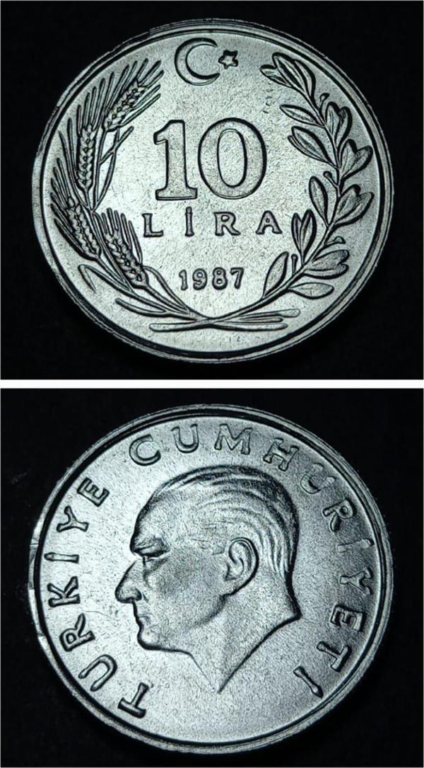 Escoines Koleksiyon 399636751cc927b753 1987 Alüminyum 10lira ÇİL+ eski madeni para - Image 1